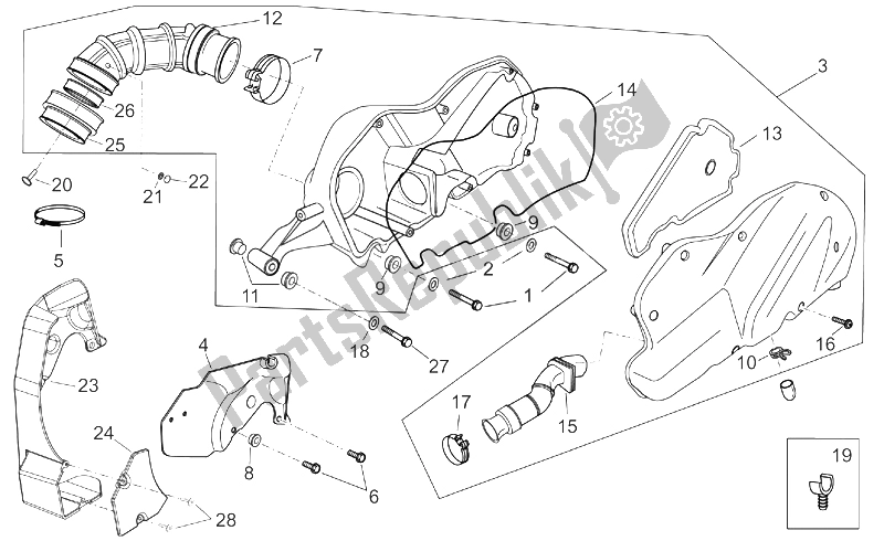 All parts for the Air Box of the Aprilia Atlantic 125 200 250 2003