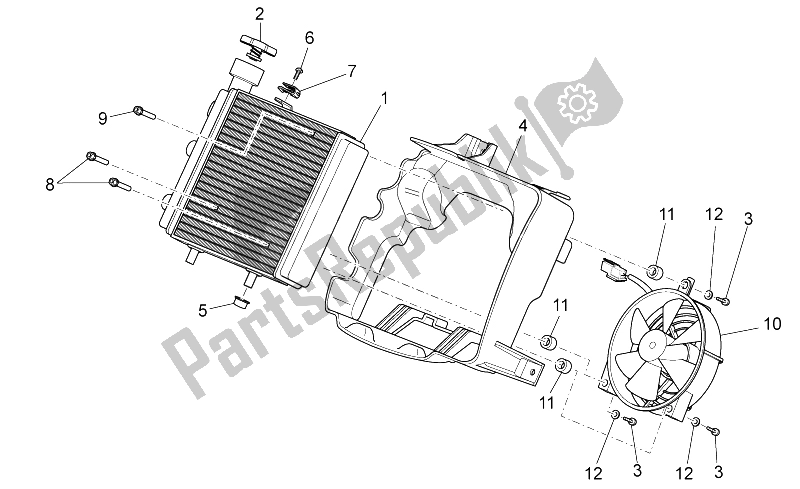 Tutte le parti per il Refrigeratore D'acqua del Aprilia Scarabeo 125 200 IE Light 2009