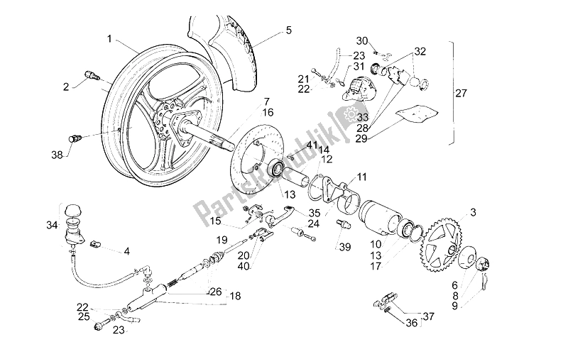All parts for the Rear Wheel of the Aprilia RS 50 1993