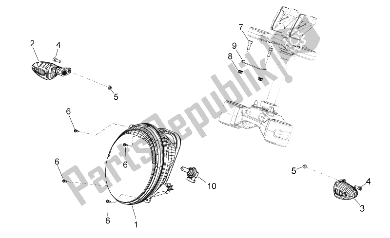 All parts for the Front Lights of the Aprilia NA 850 Mana GT 2009