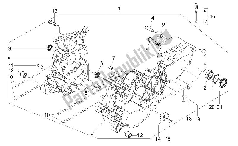 Todas las partes para Caja Del Cigüeñal de Aprilia Scarabeo 50 4T 4V NET 2010