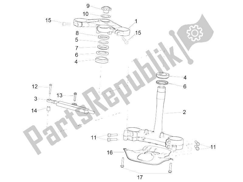 All parts for the Steering of the Aprilia RSV4 RR USA 1000 2016