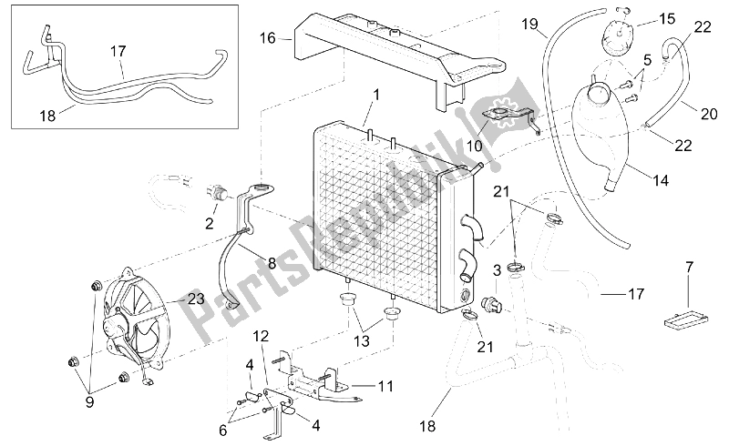 Tutte le parti per il Refrigeratore D'acqua del Aprilia Leonardo 250 ENG Yamaha 1999