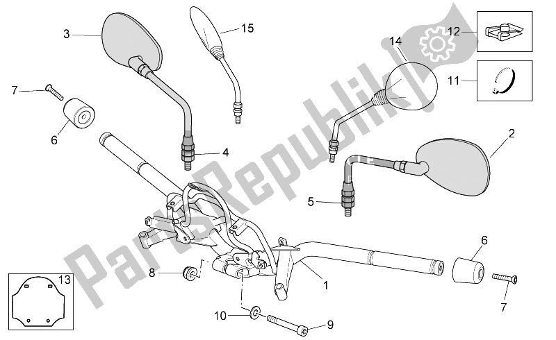 Tutte le parti per il Manubrio del Aprilia Scarabeo 250 Light E3 2006