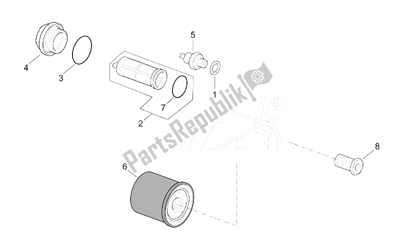 Tutte le parti per il Filtro Dell'olio del Aprilia Mojito 125 150 2003