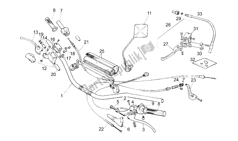 All parts for the Handlebar - Controls of the Aprilia Climber 280 1990