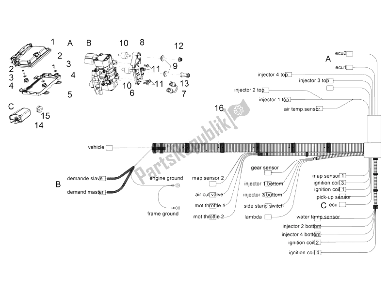 Todas las partes para Sistema Electrico Central de Aprilia RSV4 RR Racer Pack 1000 2015