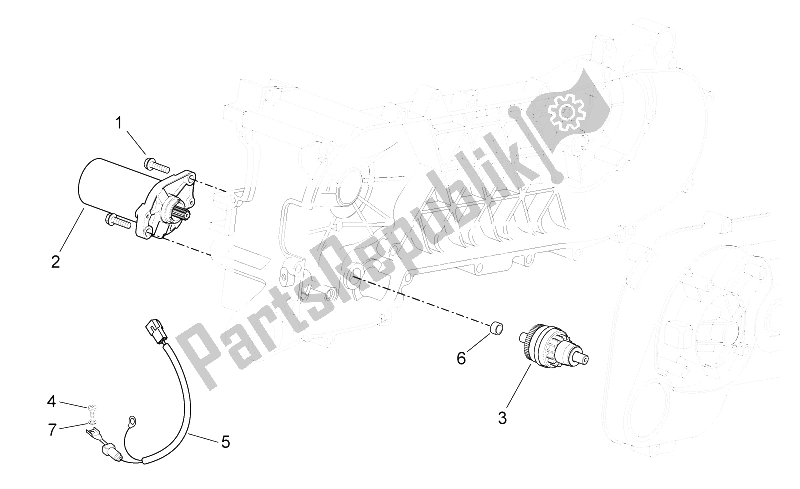 All parts for the Starter Motor of the Aprilia Scarabeo 50 2T E2 ENG Piaggio 2010