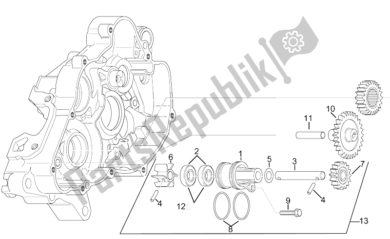 Toutes les pièces pour le Pompe à Eau Assy du Aprilia RX 125 ENG 122 CC 1995