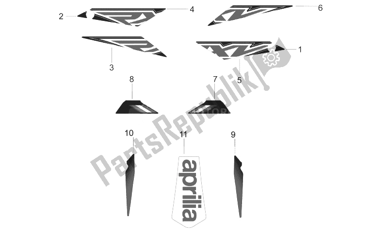 Alle Teile für das Aufkleber Der Hinteren Karosserie des Aprilia RXV SXV 450 550 2008