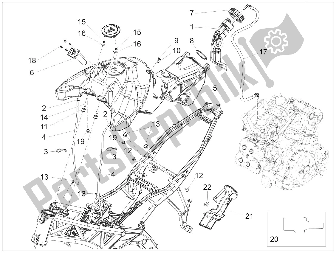 Todas as partes de Tanque De Combustível do Aprilia Caponord 1200 USA 2015