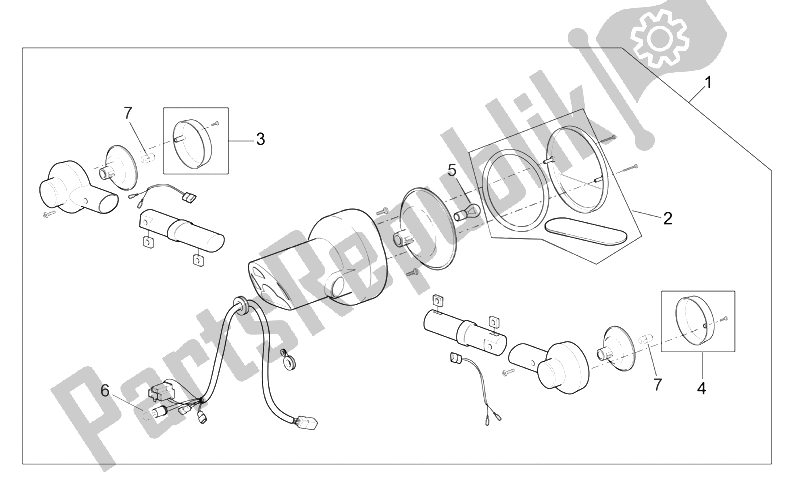 All parts for the Taillight of the Aprilia Scarabeo 125 200 E3 ENG Piaggio 2006