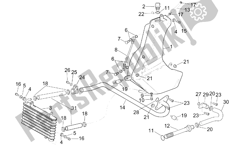 All parts for the Oil Tank of the Aprilia RSV Mille 1000 2001