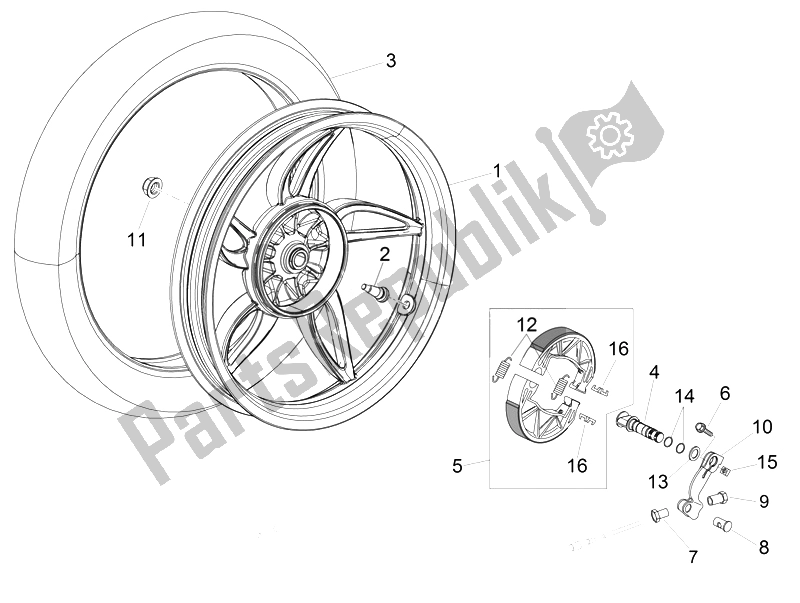 Todas las partes para Rueda Trasera - Freno De Disco de Aprilia Scarabeo 50 2T 2014