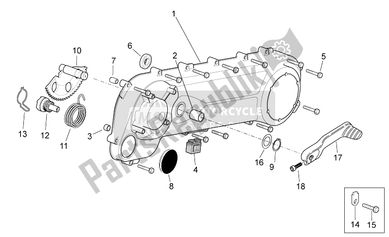 Toutes les pièces pour le Couvercle De Transmission du Aprilia Scarabeo 50 2T 2014