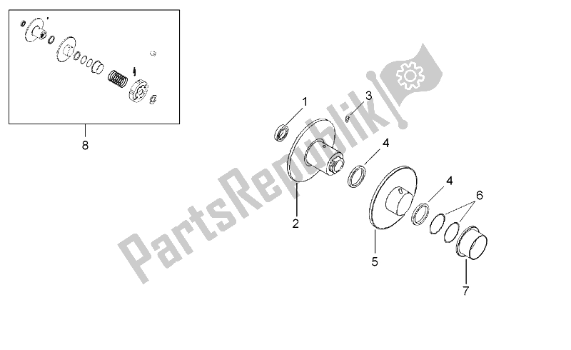 All parts for the Clutch I of the Aprilia Area 51 1998