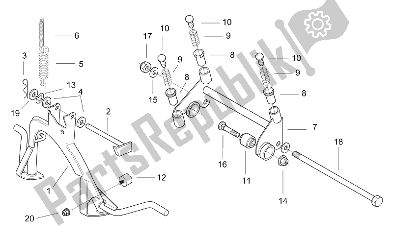 All parts for the Central Stand - Connecting Rod of the Aprilia SR 50 H2O 1997