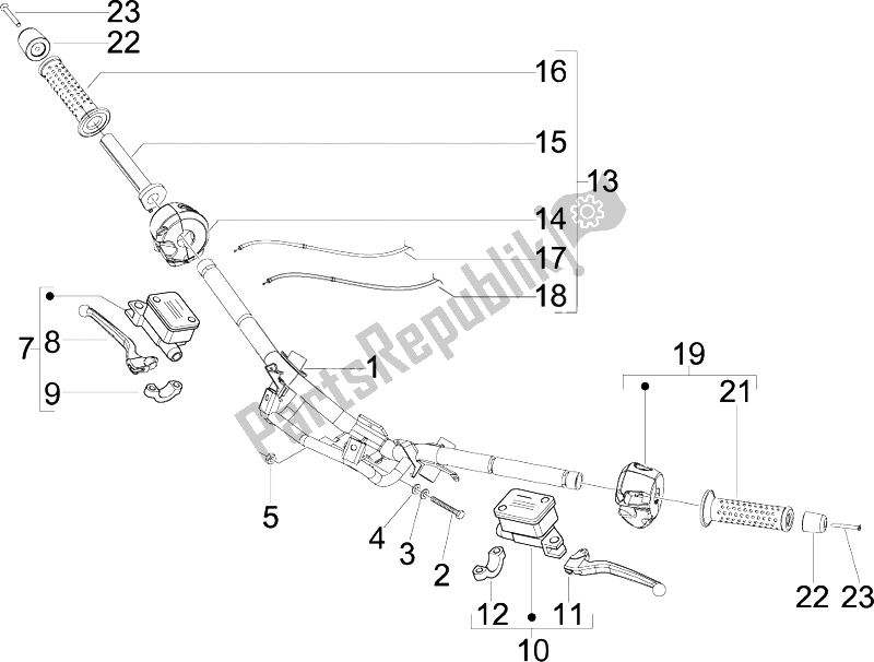 Todas as partes de Guiador - Master Cil. Do Aprilia SR MAX 125 2011