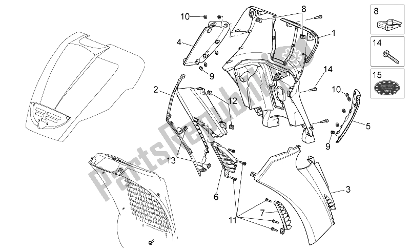 Alle Teile für das Vorderkörper Ii des Aprilia Scarabeo 400 492 500 Light 2006