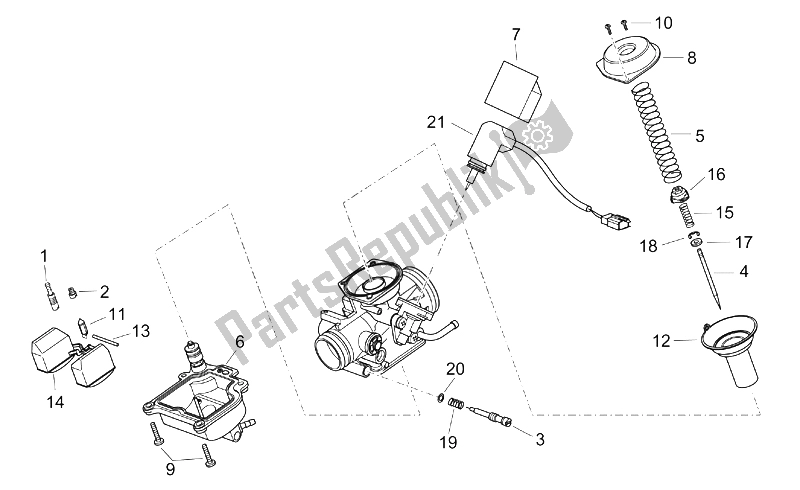 All parts for the Carburettor Ii of the Aprilia Scarabeo 125 200 E2 ENG Piaggio 2003