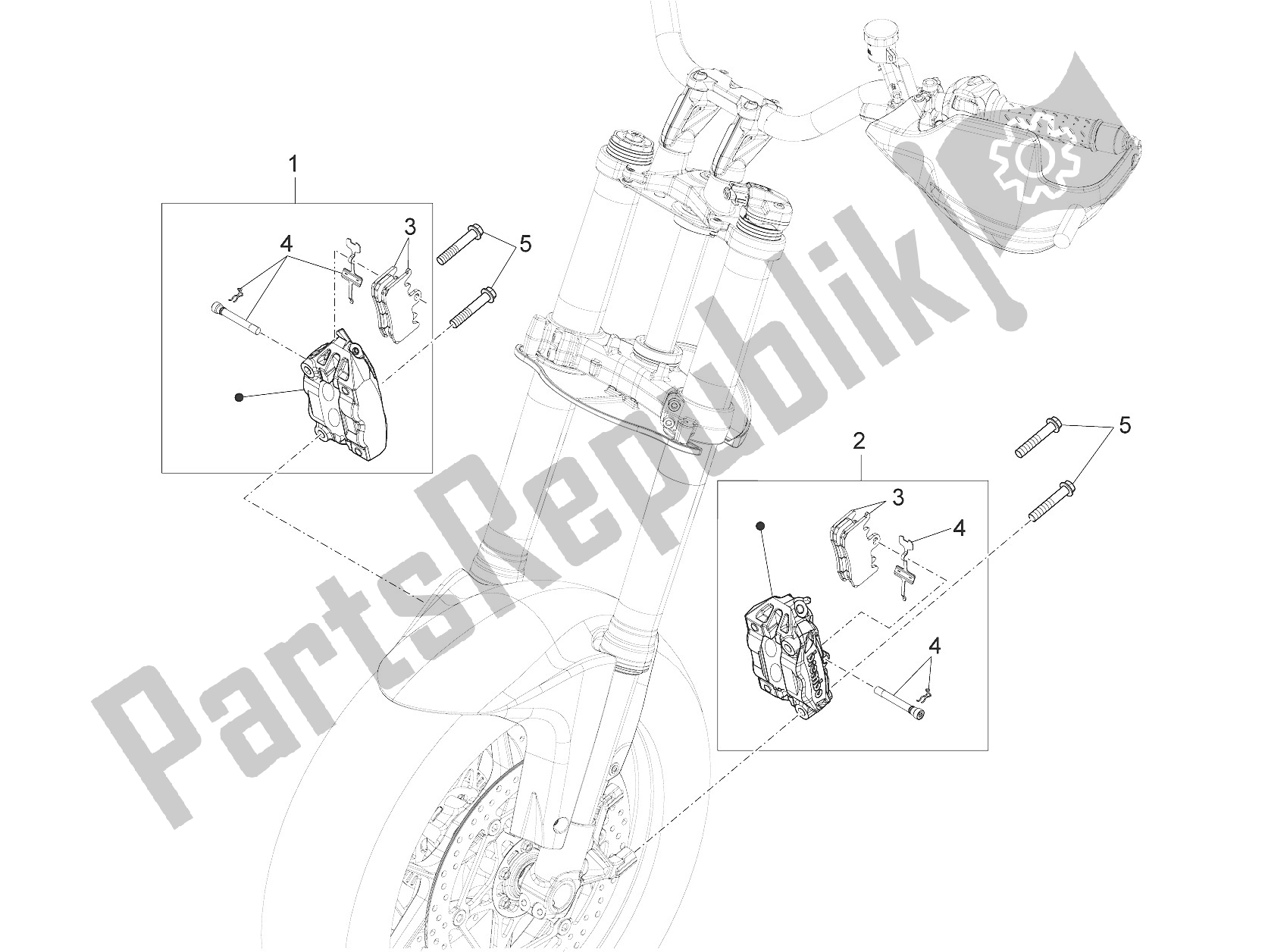 All parts for the Front Brake Caliper of the Aprilia Caponord 1200 EU 2013