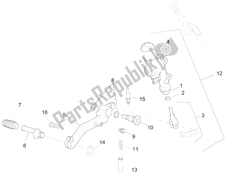 All parts for the Rear Master Cylinder of the Aprilia RSV4 RR Europe 1000 2016