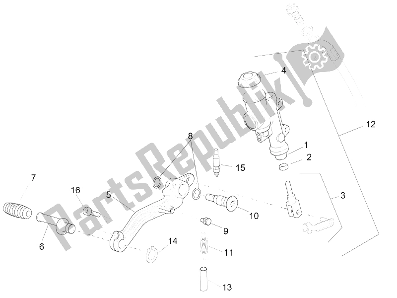 All parts for the Rear Master Cylinder of the Aprilia RSV4 RR Europe 1000 2016