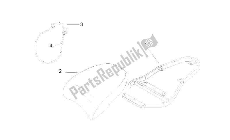 All parts for the Passenger Saddle of the Aprilia Scarabeo 50 2T ENG Minarelli 1993