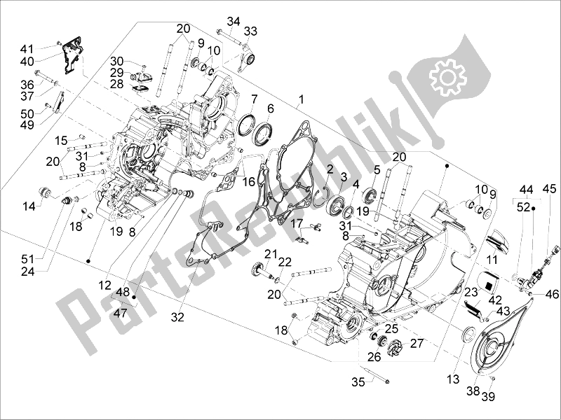 All parts for the Crankcase of the Aprilia SRV 850 4T 8V E3 2012