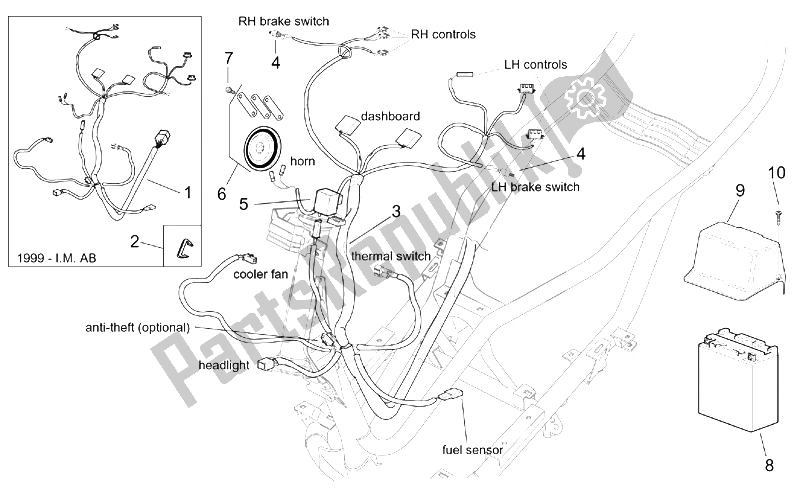 All parts for the Electrical System I of the Aprilia Leonardo 125 150 1999