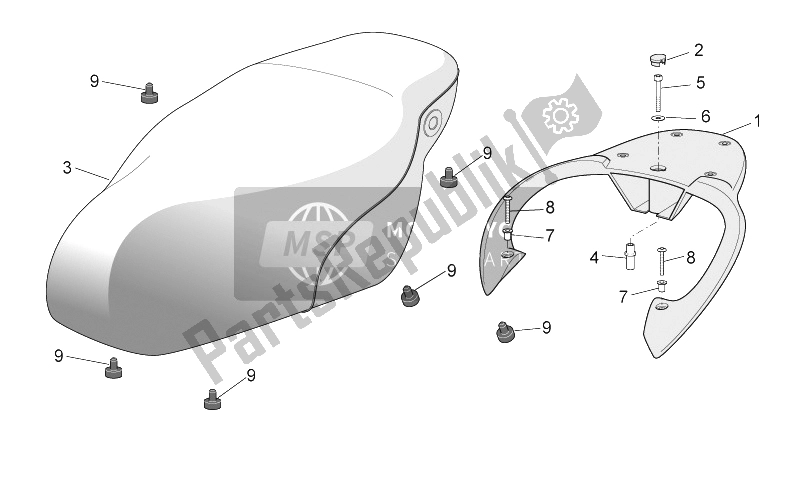 Tutte le parti per il Sedile - Vettore del Aprilia Scarabeo 50 4T 4V E2 2009