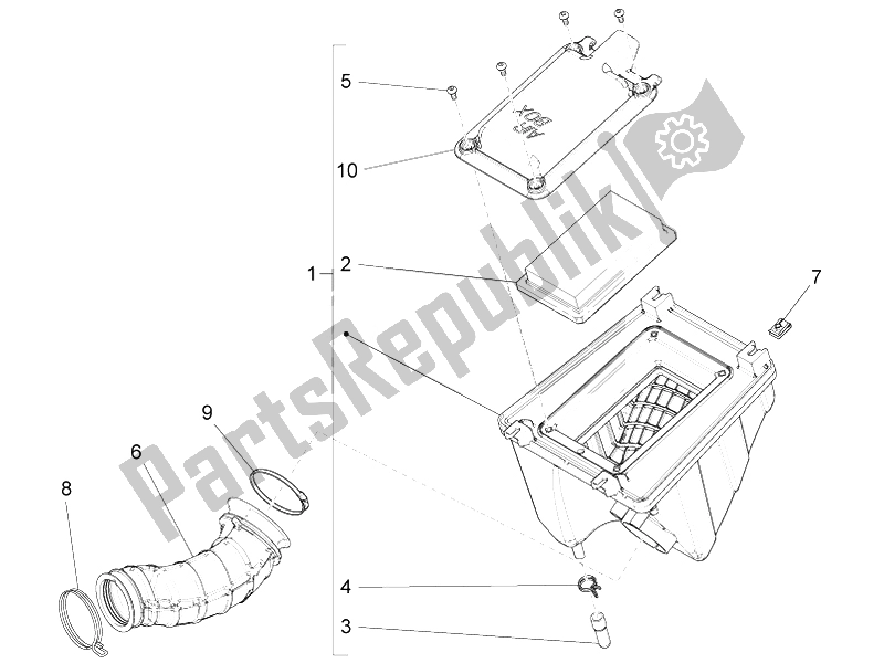 All parts for the Air Box of the Aprilia RS4 50 2T 2011