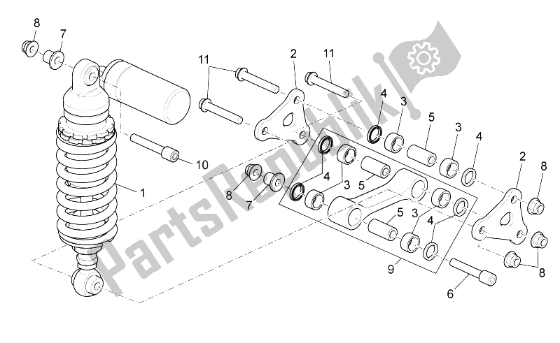 All parts for the Rear Shock Absorber of the Aprilia Tuono V4 1100 Factory 2015
