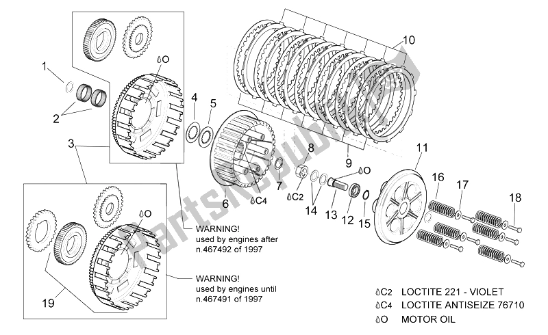 All parts for the Clutch of the Aprilia Pegaso 650 1997