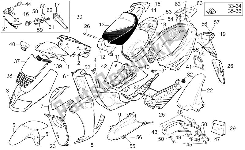 All parts for the Body of the Aprilia SR Viper 50 H2O 1994