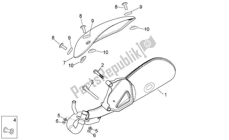 Toutes les pièces pour le Tuyau D'échappement du Aprilia Scarabeo 50 4T 4V 2014