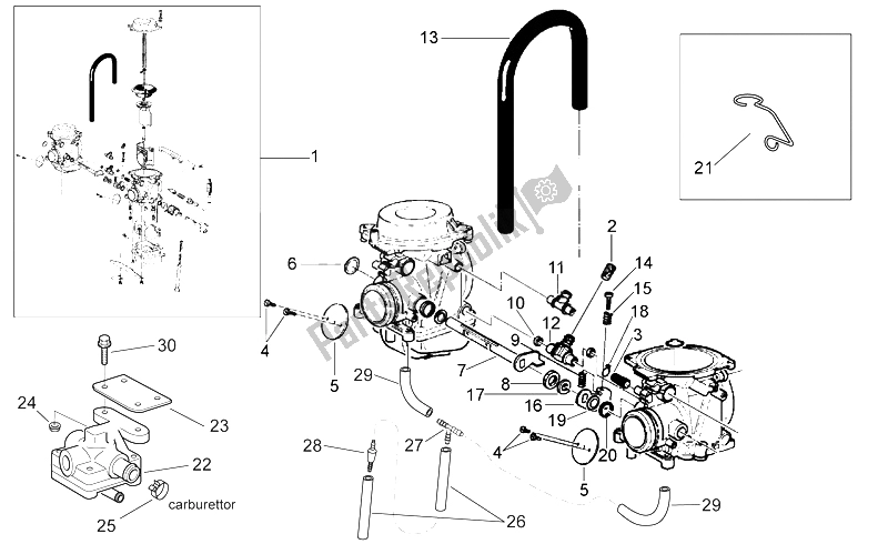All parts for the Carburettor I of the Aprilia Pegaso 650 1997