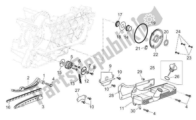 All parts for the Oil Pump of the Aprilia Scarabeo 125 200 E2 ENG Piaggio 2003