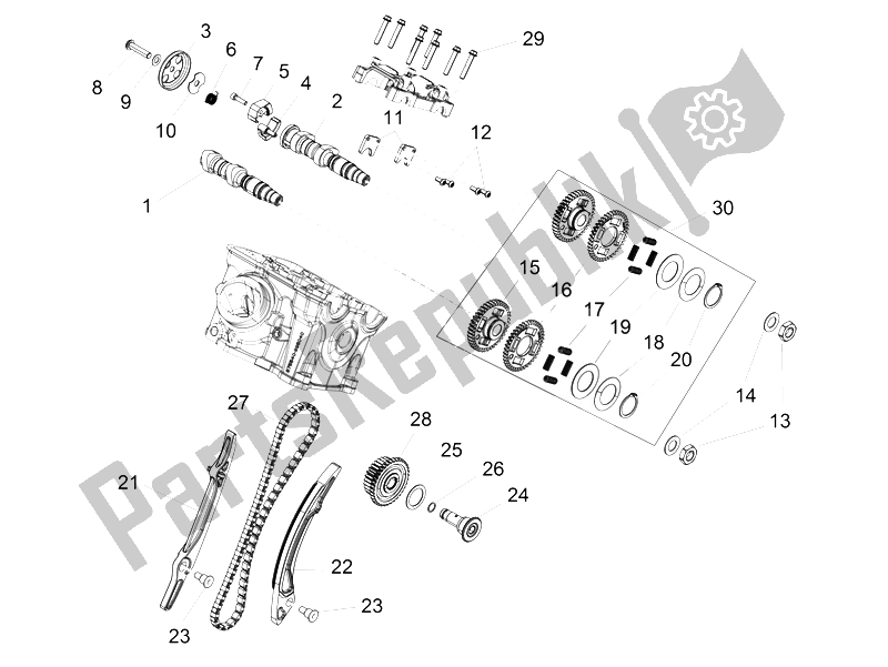 Todas as partes de Sistema De Cronometragem Do Cilindro Traseiro do Aprilia Caponord 1200 Rally 2015