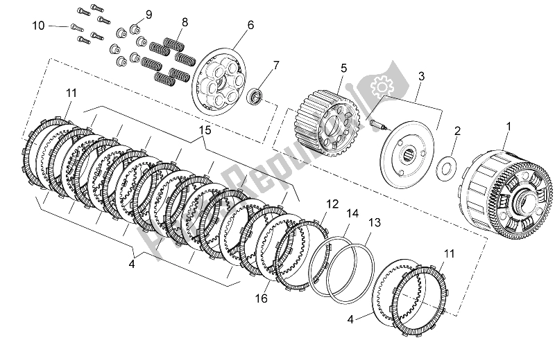 Toutes les pièces pour le Embrague Ii du Aprilia Tuono V4 1100 RR USA CND 2016