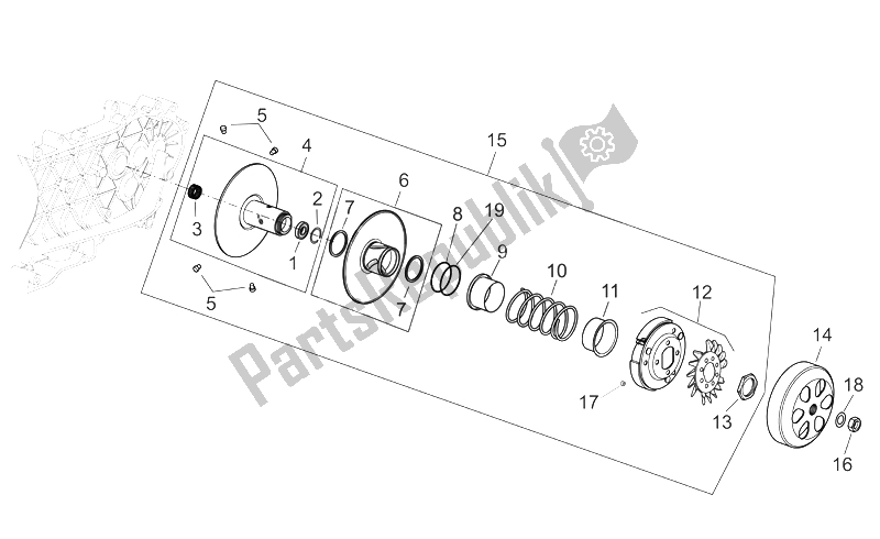 All parts for the Clutch of the Aprilia Atlantic 125 250 2006