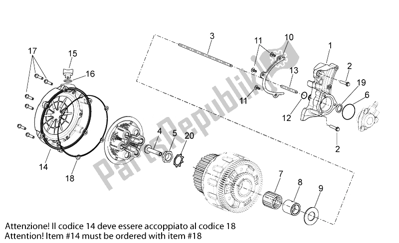 Todas as partes de Embreagem Eu do Aprilia Dorsoduro 750 ABS 2008