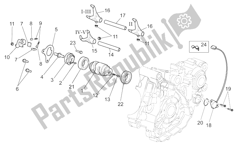 All parts for the Gear Box Selector Ii of the Aprilia RXV 450 550 Street Legal 2009