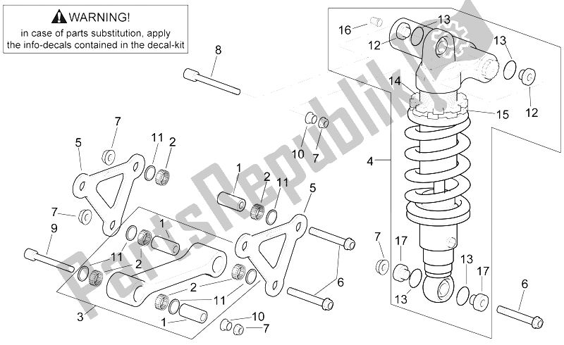 All parts for the Connecting Rod - Rear Shock Abs. Of the Aprilia RSV Mille 1000 1998