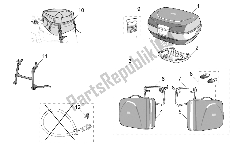 Toutes les pièces pour le Acc.-top / Cases, Valises Latérales Var du Aprilia Pegaso 650 1997