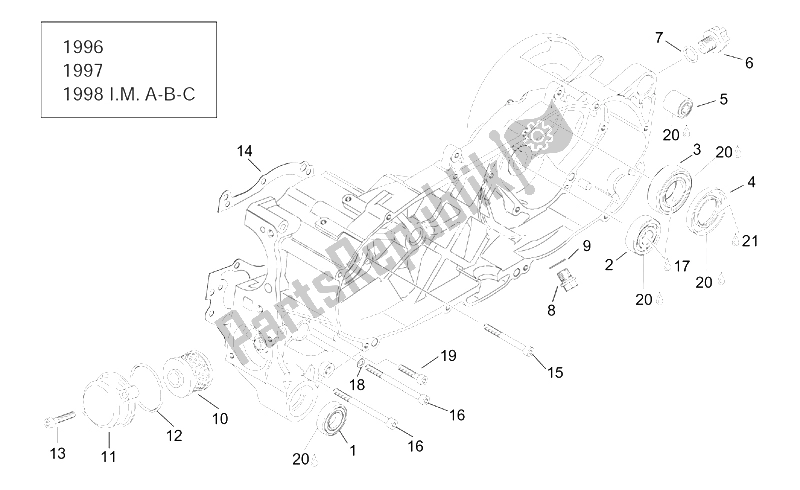 Toutes les pièces pour le Demi-carter Central I du Aprilia Leonardo 125 150 1996