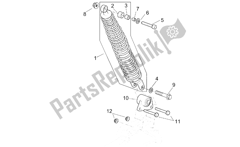 All parts for the Rear Shock Absorber of the Aprilia Scarabeo 125 200 E2 ENG Piaggio 2003
