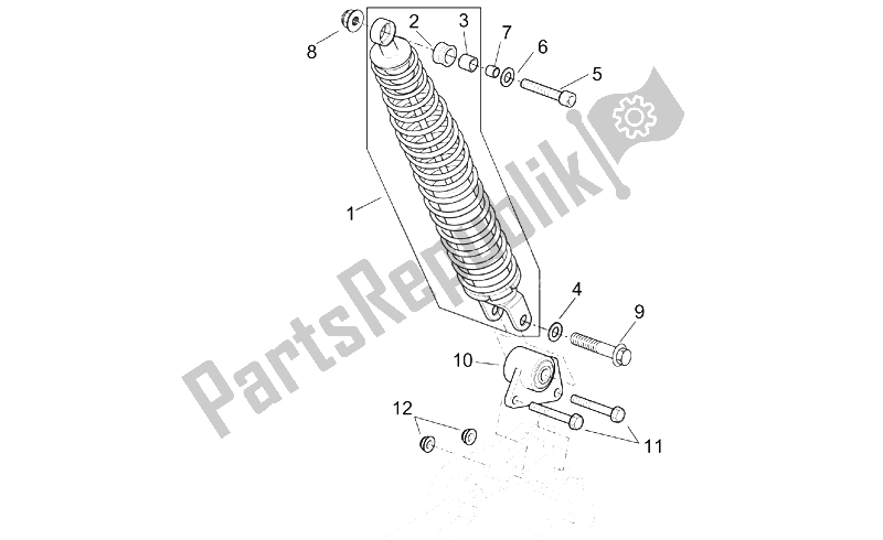 Tutte le parti per il Ammortizzatore Posteriore del Aprilia Scarabeo 125 200 E2 ENG Piaggio 2003