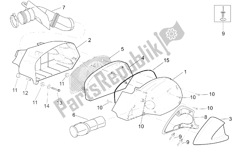 All parts for the Air Box of the Aprilia Leonardo 250 ENG Yamaha 1999