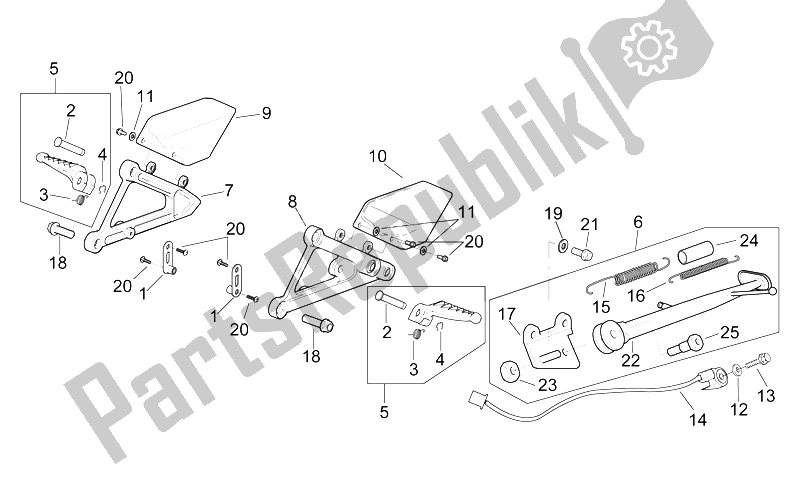 Todas as partes de Apoios Para Os Pés - Apoio Lateral do Aprilia RSV Mille SP 1000 1999